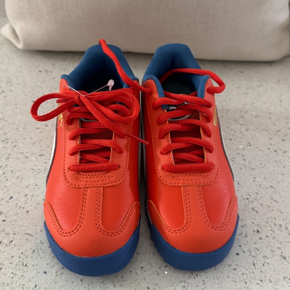 Puma Kids' Roma Orange and Blue Sneakers - Picture 4 of 6